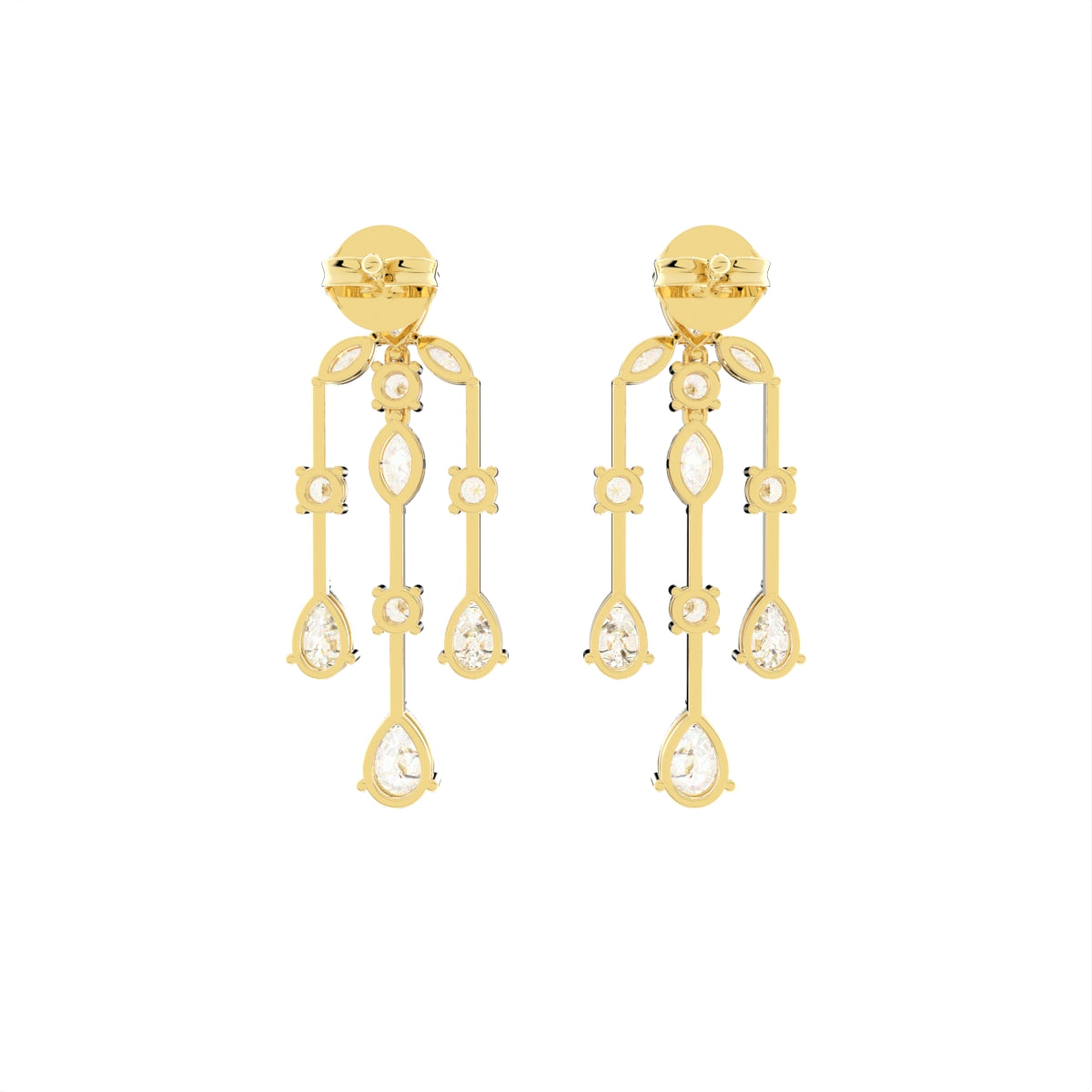 18K Chandelier Diamond Drop Earrings — BACK