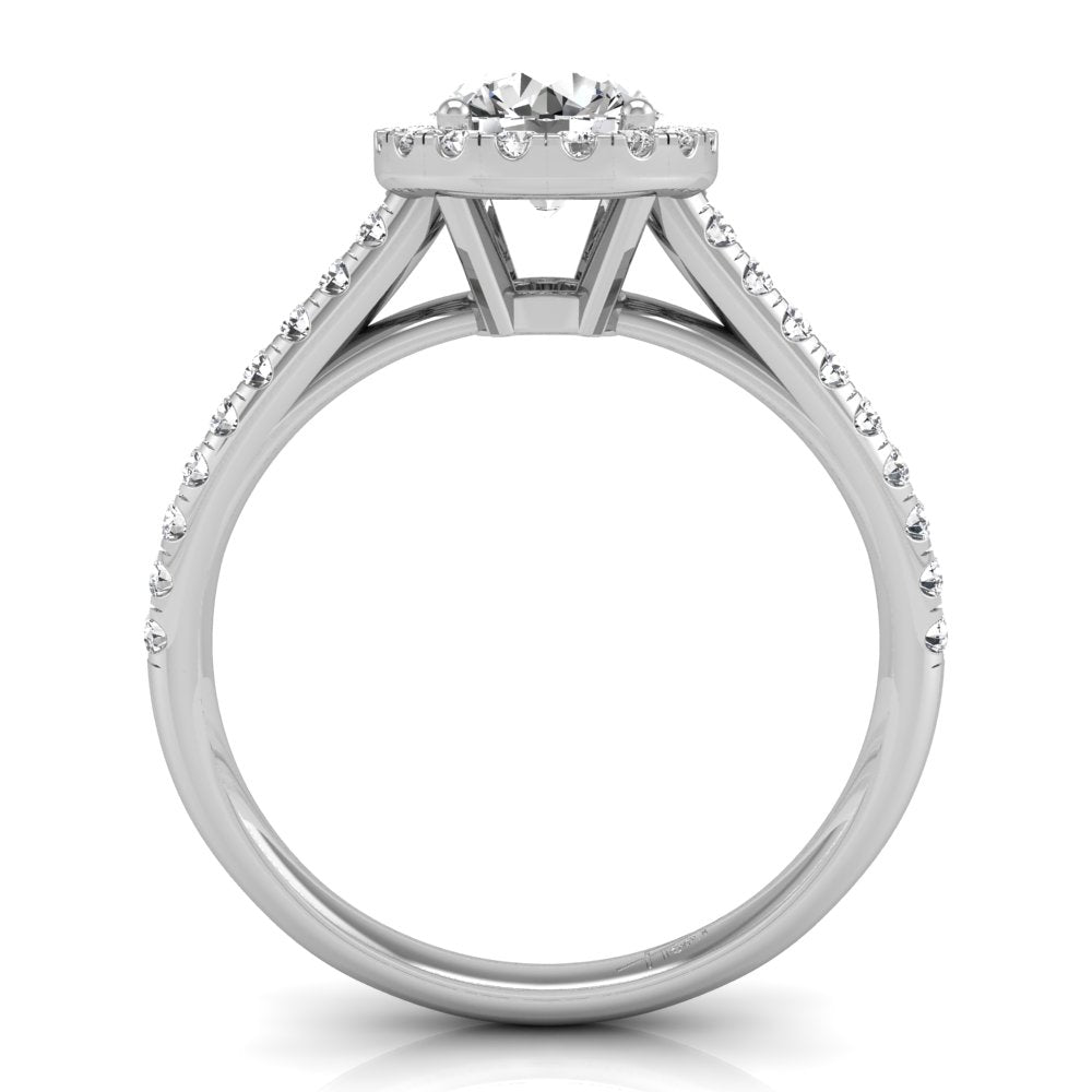 18K Halo Round Diamond Ring — FRONT