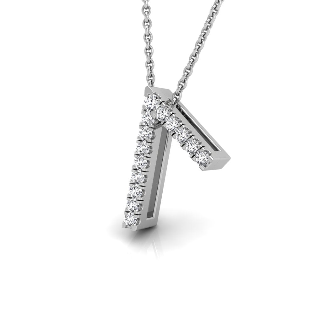 vimg:FJ0809|vimg:FJ3148|18K White Gold Hagalaz Viking Round Diamond Pendant — 3D VIEW