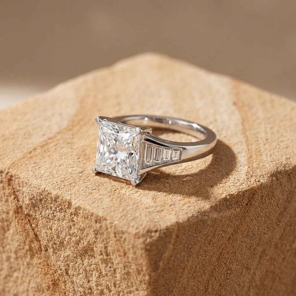 18K White Gold Cushion Diamond Ring