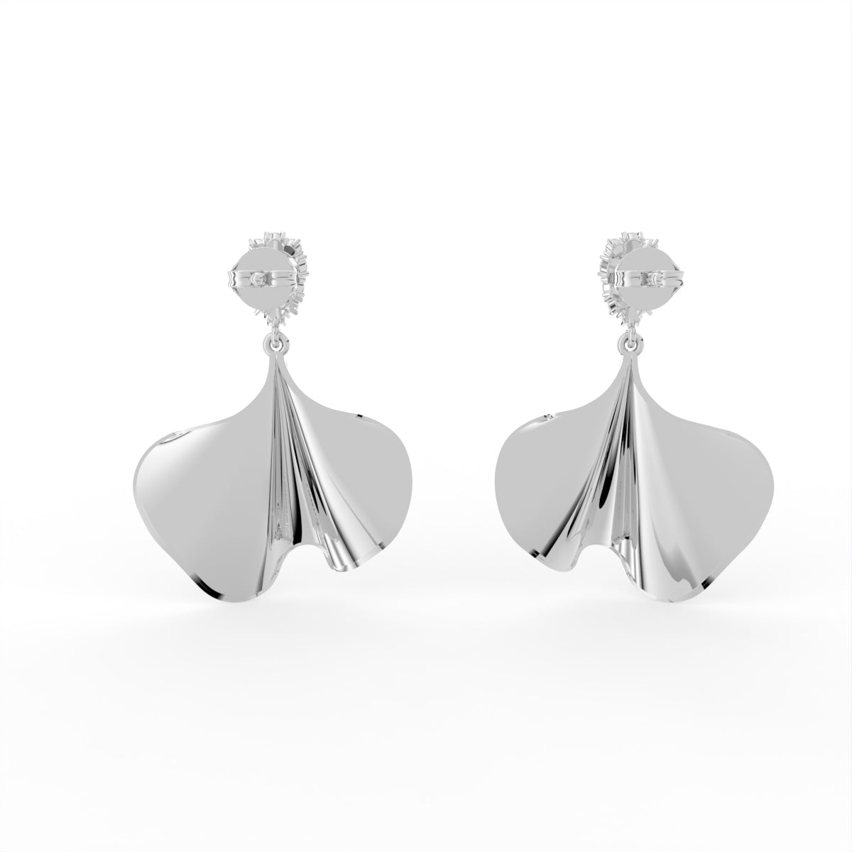 Sterling Silver Round Diamond Earrings — FRONT/BACK