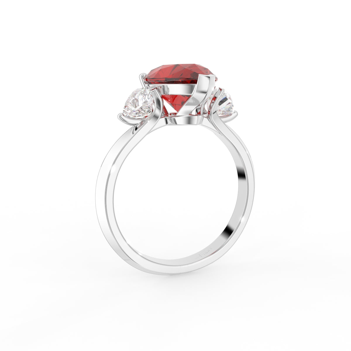 18K Trilogy Pear Diamond Ring — 3D VIEW