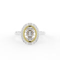 18K White Gold Oval Halo Diamond Engagement Ring — TOP