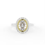 18K White Gold Oval Halo Diamond Engagement Ring — TOP