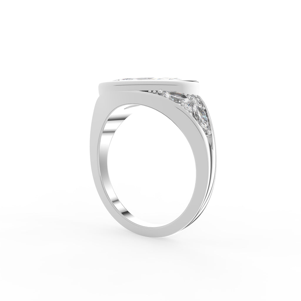 18K Domed Marquise Diamond Ring — 3D VIEW