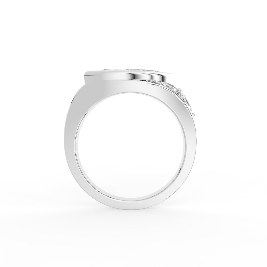 18K Domed Marquise Diamond Ring — FRONT