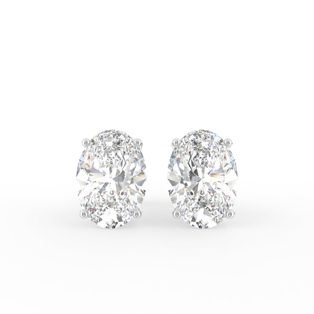 18K Oval Halo Diamond Earrings — TOP