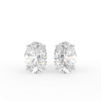 18K Oval Halo Diamond Earrings — TOP