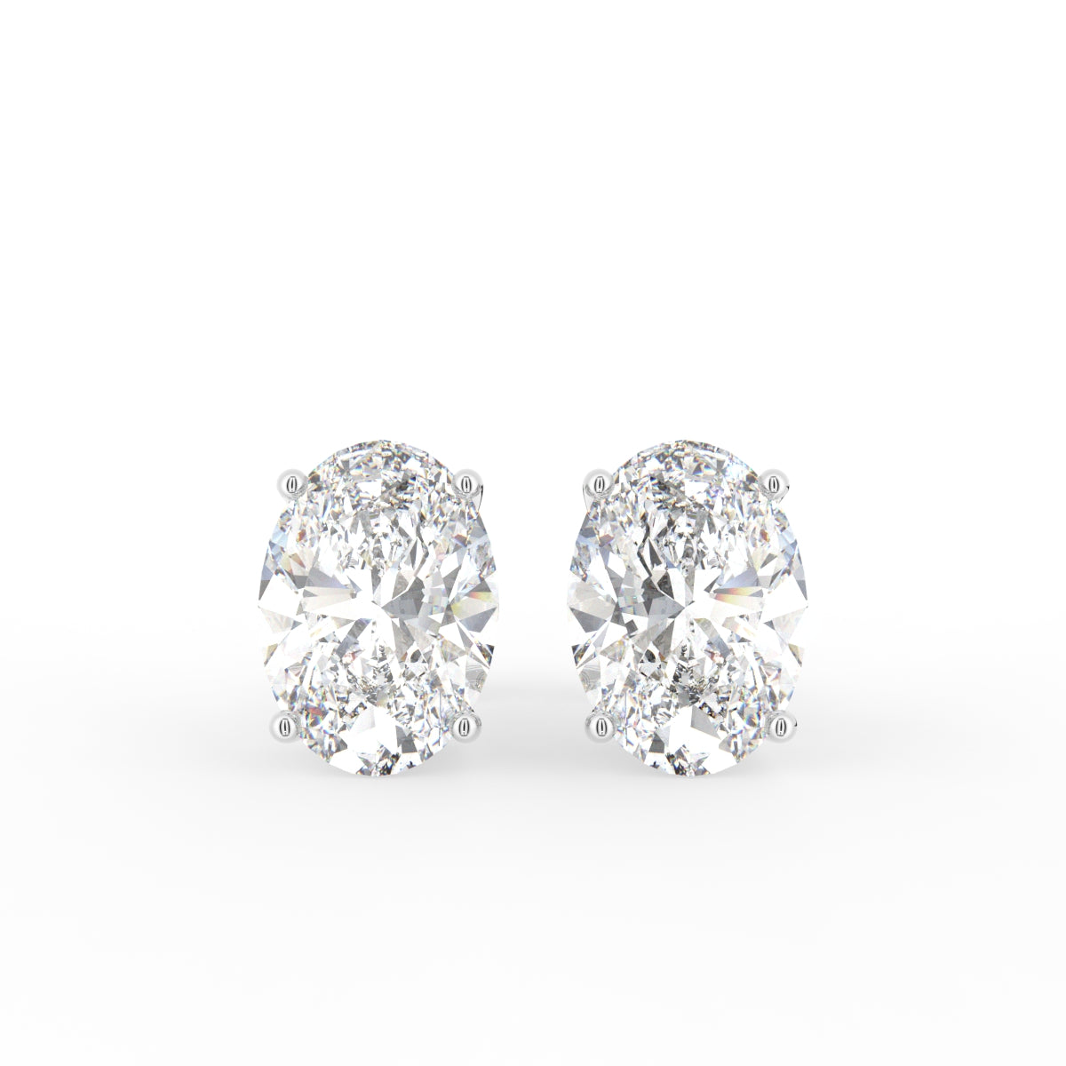 18K Oval Halo Diamond Earrings — TOP