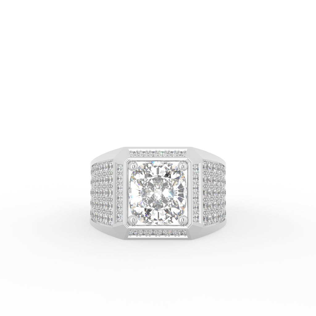18K White Gold Bespoke Cushion Diamond Ring — TOP