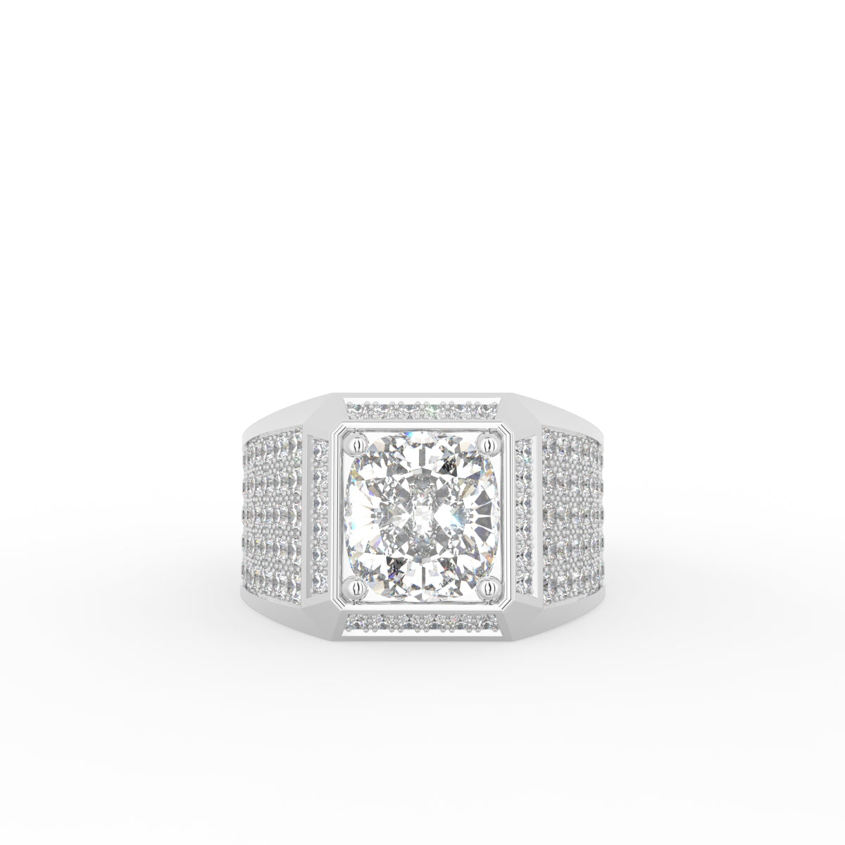 18K White Gold Bespoke Cushion Diamond Ring — TOP