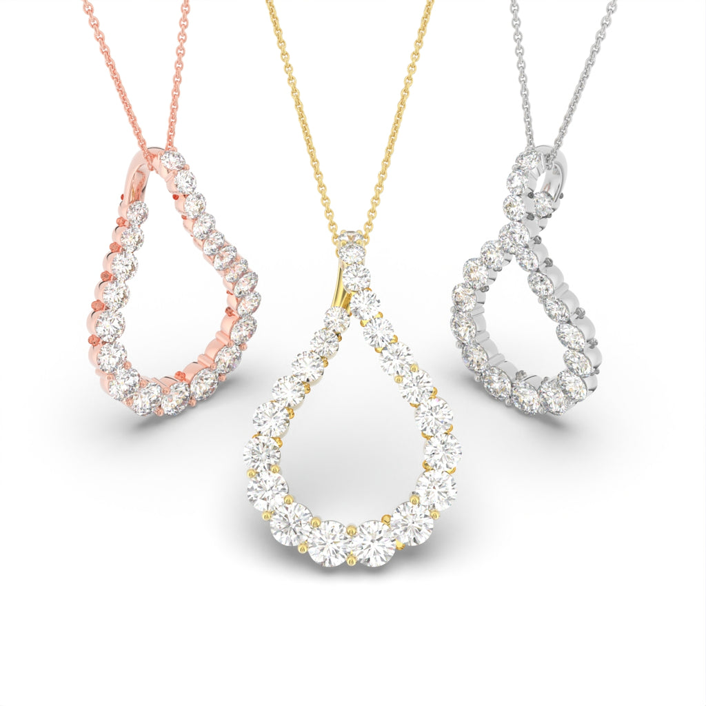 18K Bespoke Pear Round Diamond Pendant — 3 COLOR