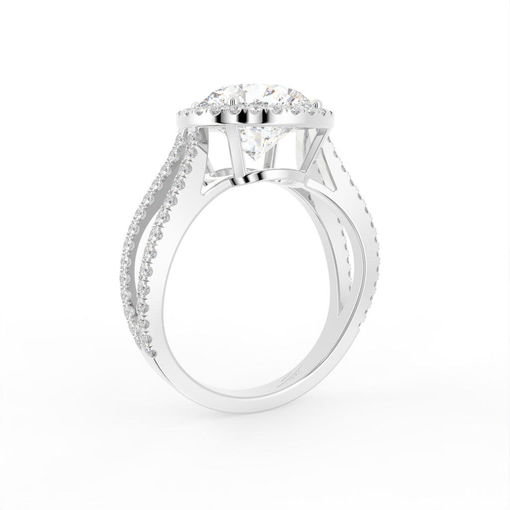 18K Halo Round Diamond Engagement Ring — 3D VIEW