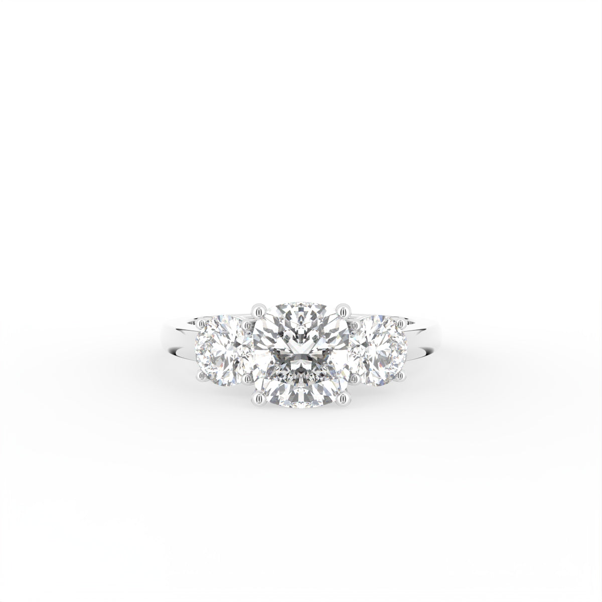 18K Trilogy Cushion Diamond Ring — TOP