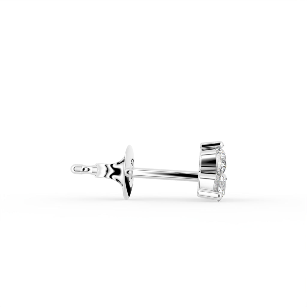18K Cluster Round Diamond Earrings — SIDE VIEW