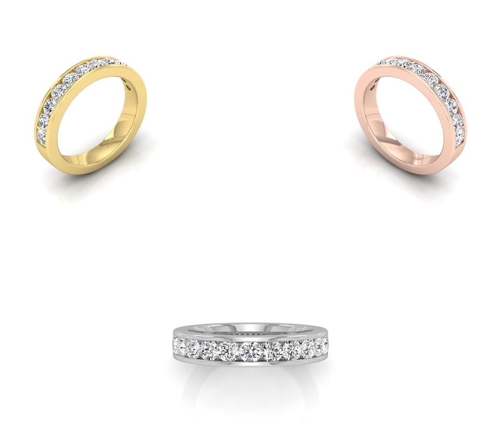 18K Eternity Round Diamond Ring — 3 COLOR