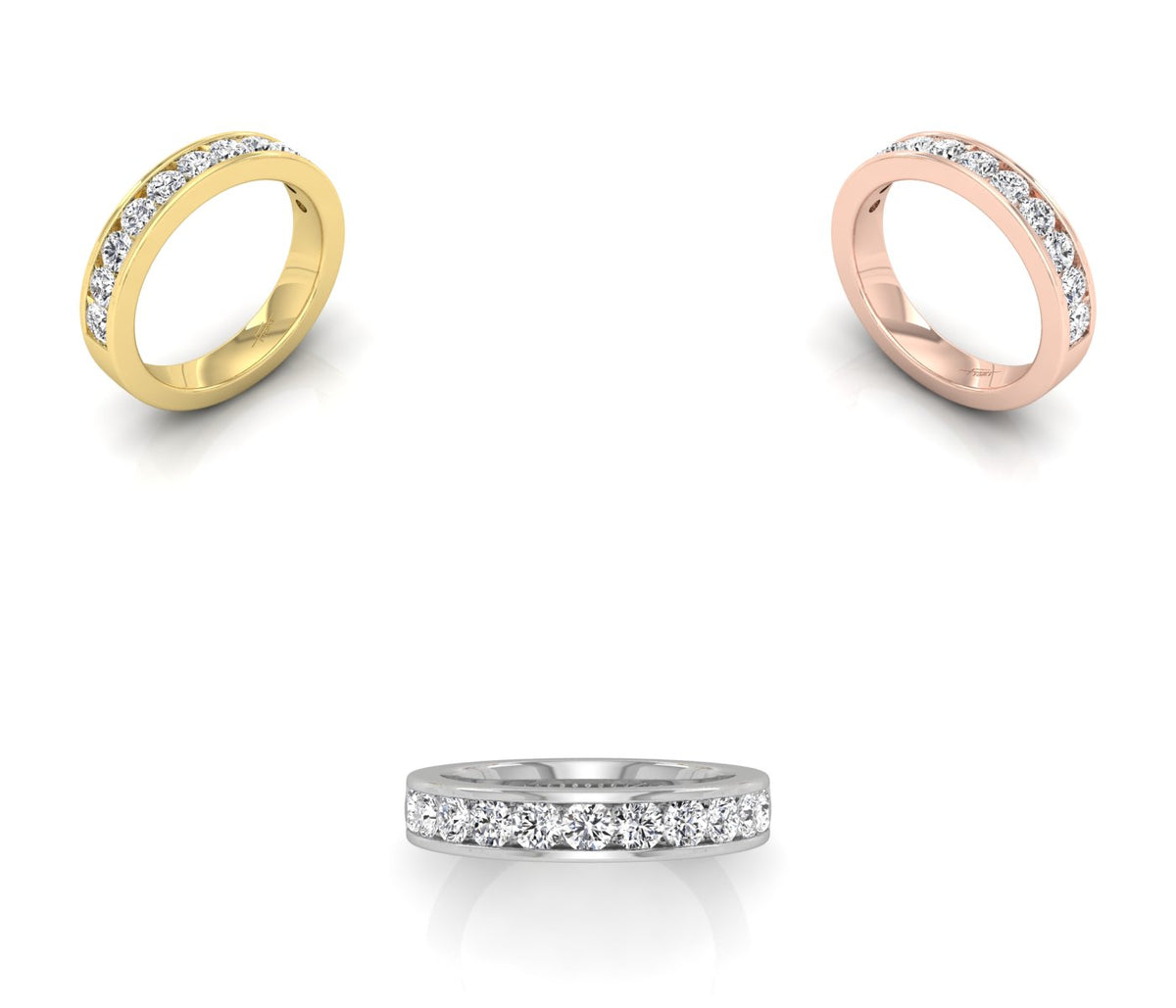 18K Eternity Round Diamond Ring — 3 COLOR