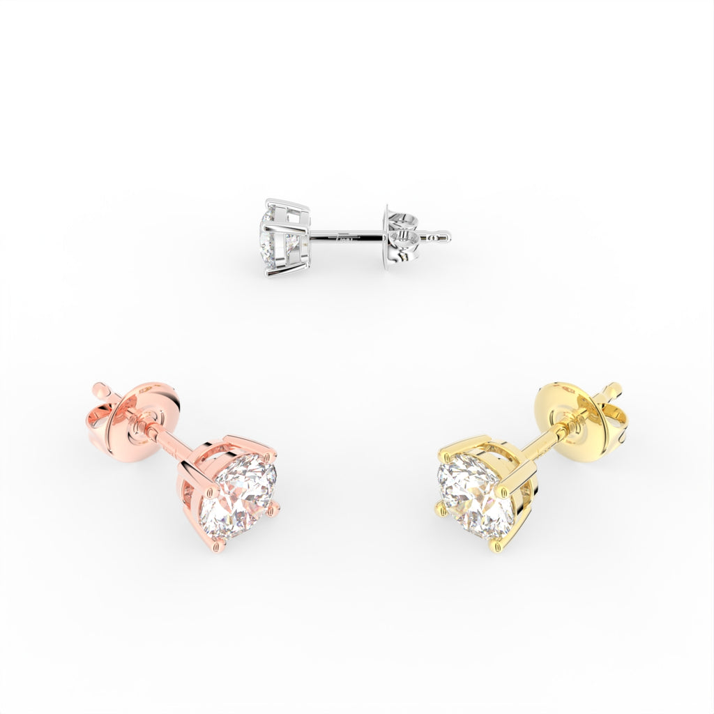 18K Stud Diamond Earrings — 3 COLOR