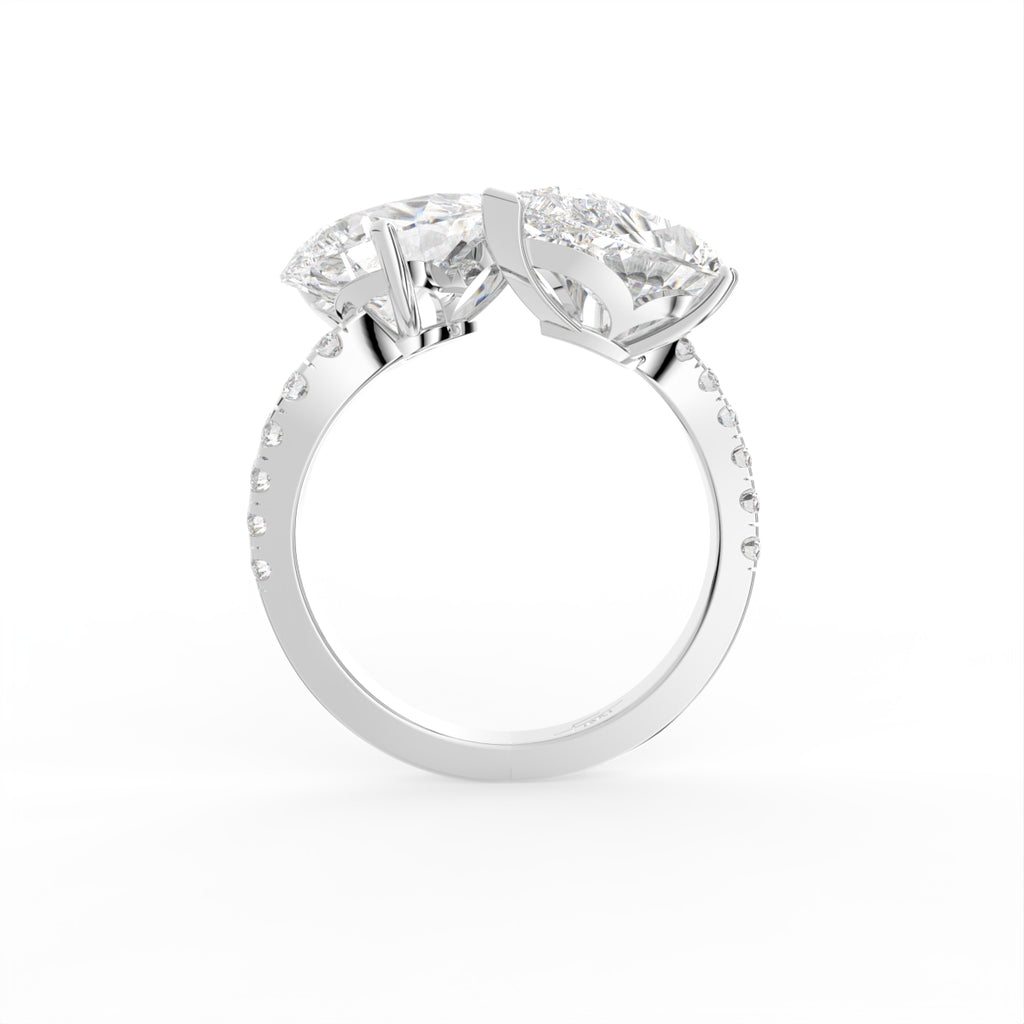 18K Bespoke Pear Diamond Ring — FRONT