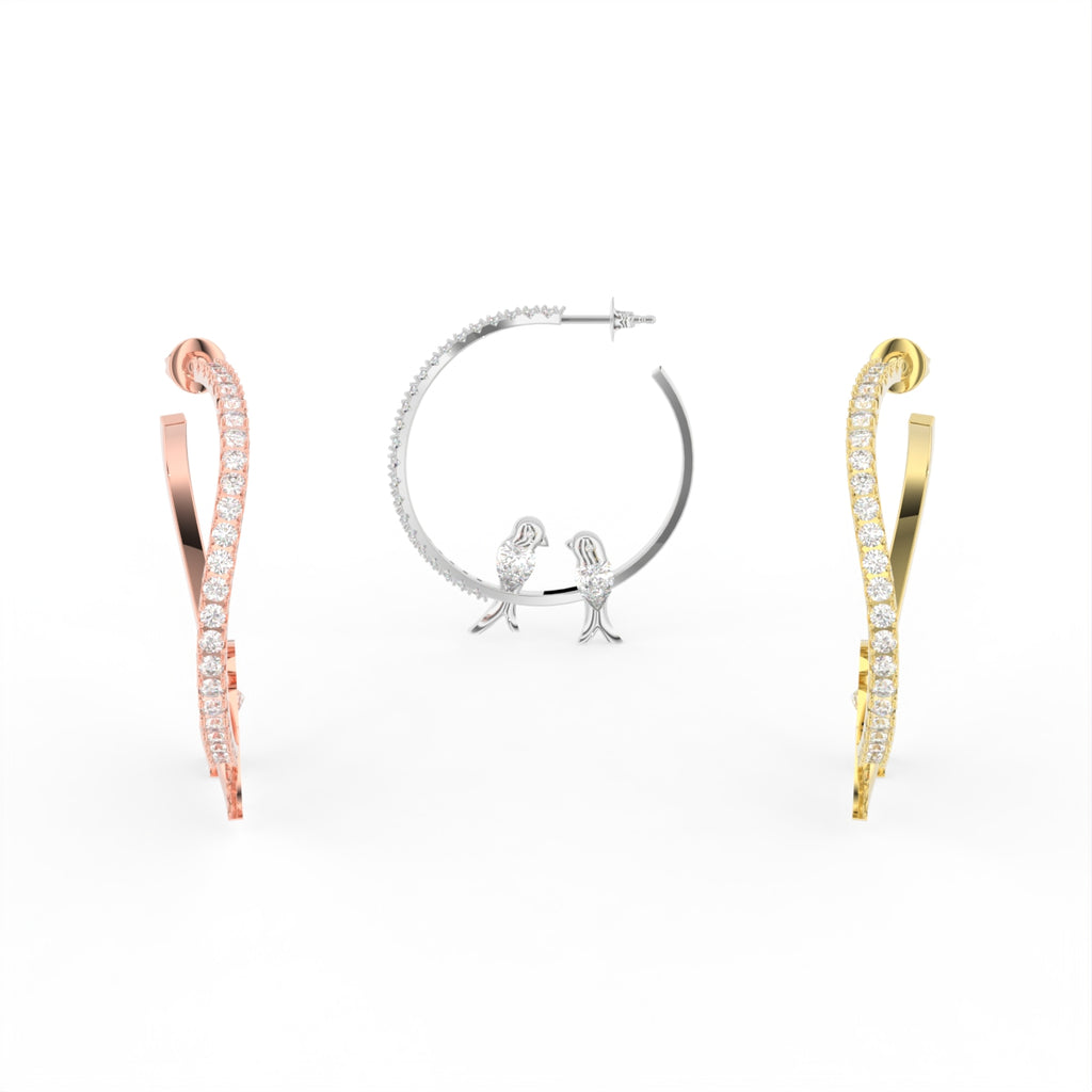 Sterling Silver Pear Diamond Earrings — 3 COLOR