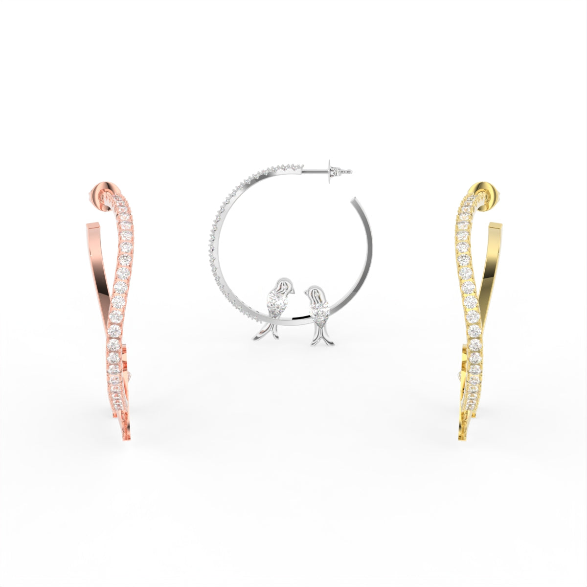 Sterling Silver Pear Diamond Earrings — 3 COLOR