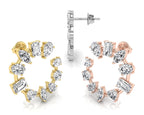 18K White Gold Mixed Shape Diamond Earrings — 3 COLOR