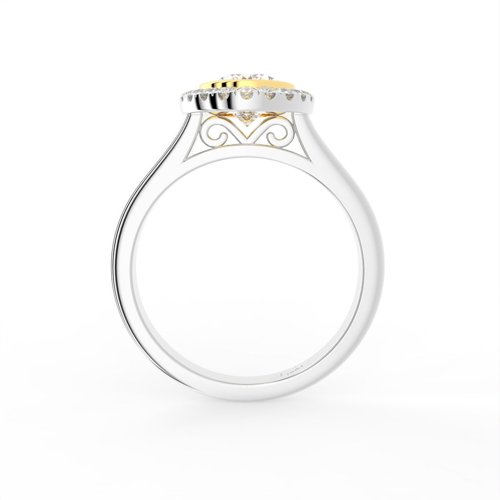 18K White Gold Oval Halo Diamond Engagement Ring — FRONT