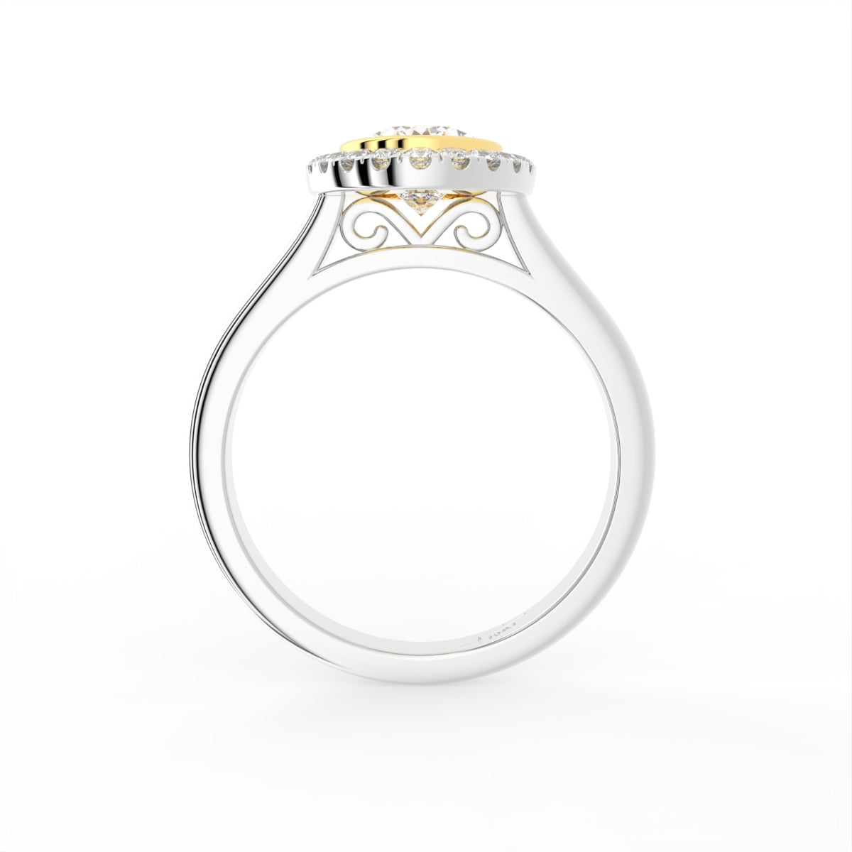 18K White Gold Oval Halo Diamond Engagement Ring — FRONT