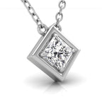 18K Solitaire Princess Diamond Pendant — RIGHT