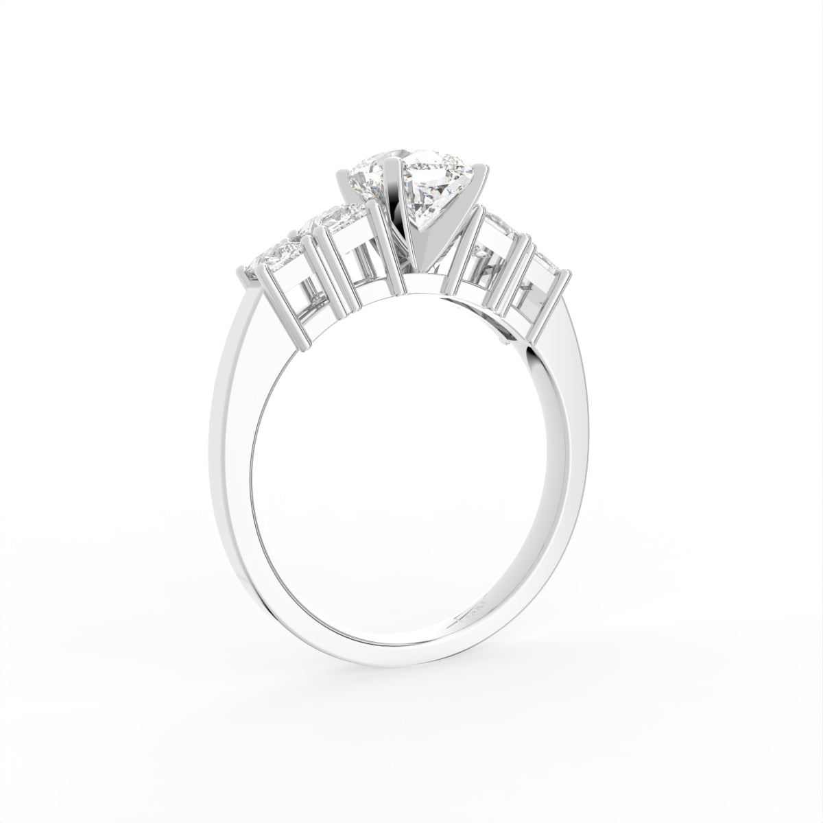 18K Bespoke Cushion Diamond Ring — 3D VIEW