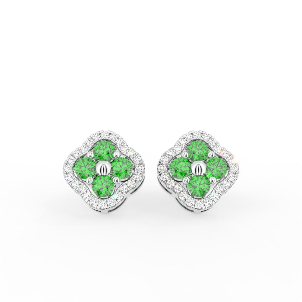 18K Colored Diamond Halo Earrings — TOP