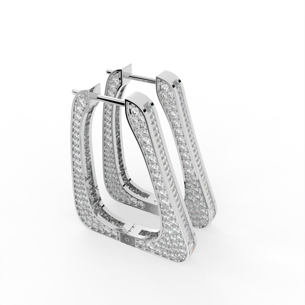 Sterling Silver Diamond Earrings — 3D / RIGHT