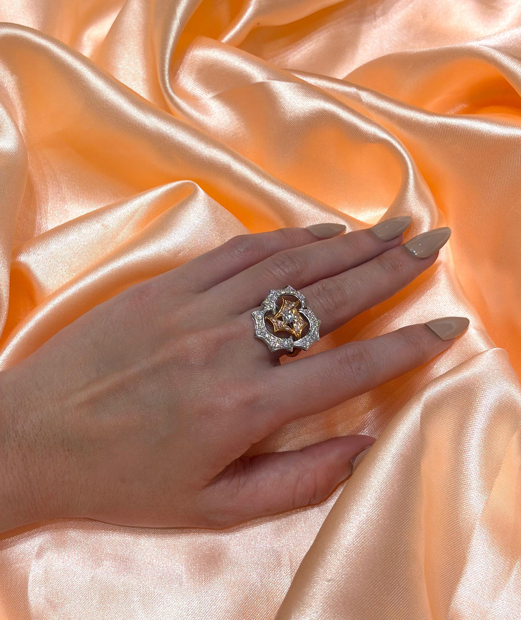 18K White & Rose Round Diamond Ring 1.53ct — IMAGE URL