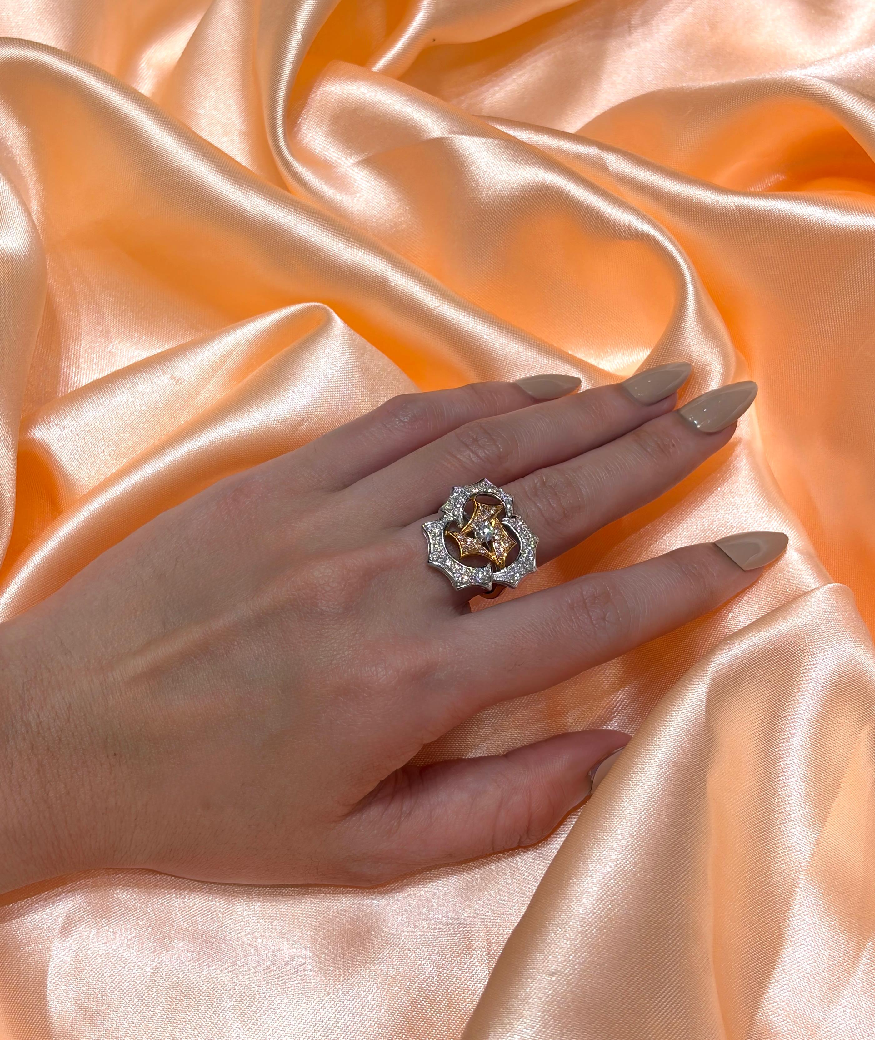 18K White & Rose Round Diamond Ring 1.53ct — IMAGE URL