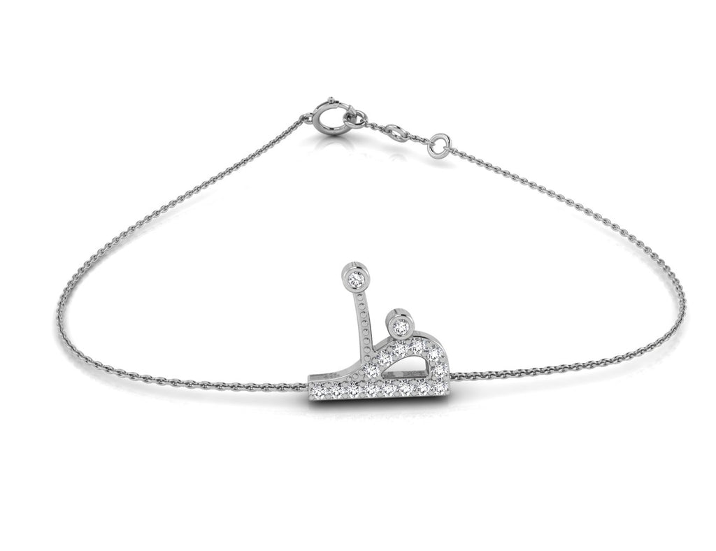 vimg:FJ1314|vimg:FJ2087|18K White Gold Arabic Alphabet Round Diamond Bracelet — TOP