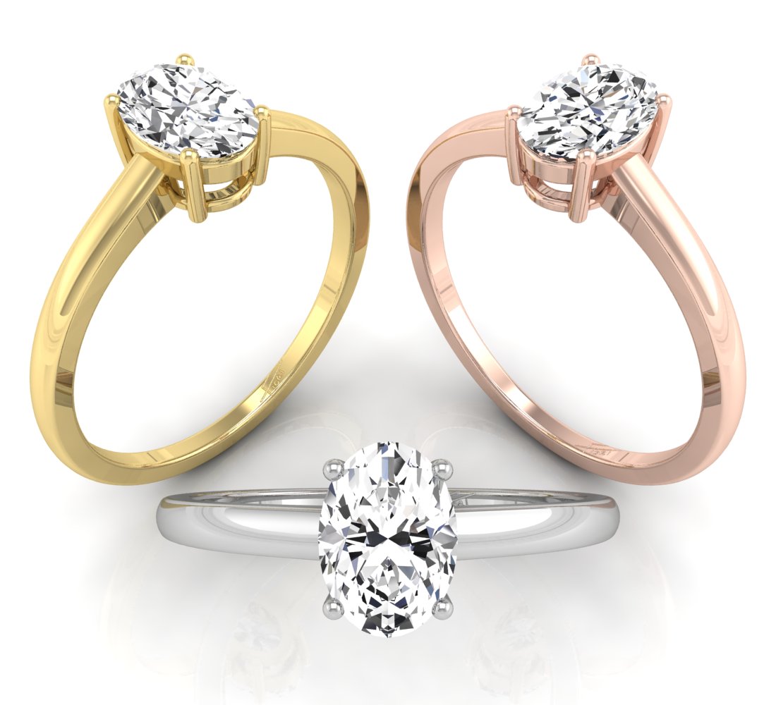 vimg:FJ7010|vimg:FJ7012|vimg:FJ7013|14K White Gold Solitaire Oval Diamond Ring — 3 COLOR
