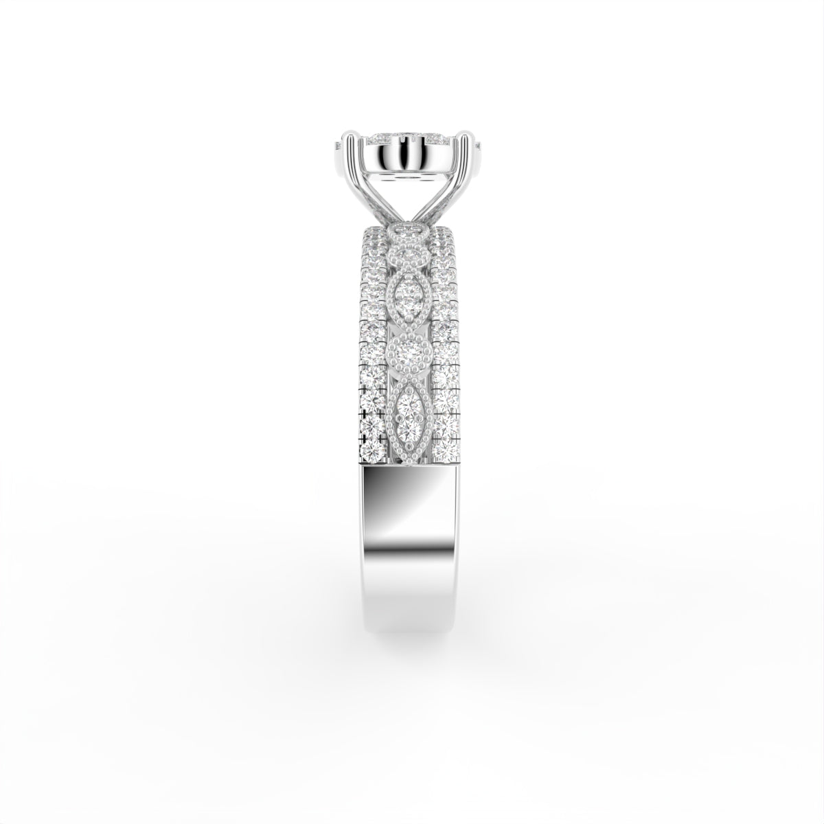 18K Round Diamond Ring — SIDE