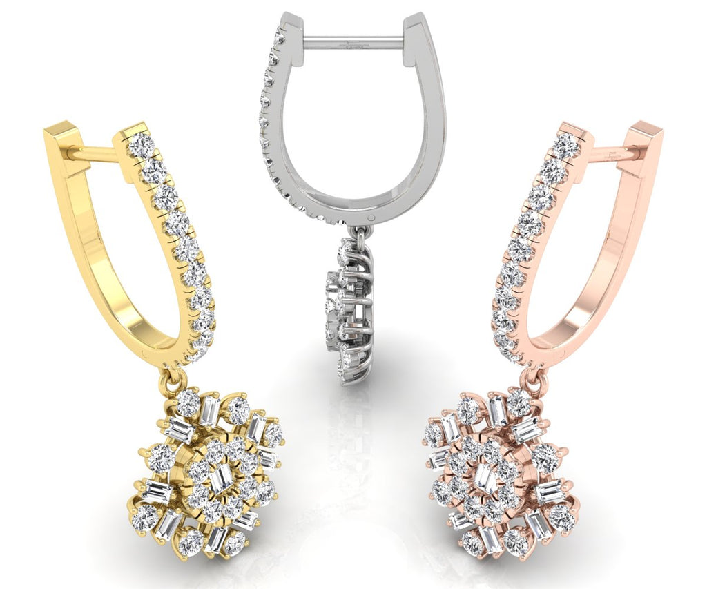 18K Drop Diamond Earrings — 3 COLOR