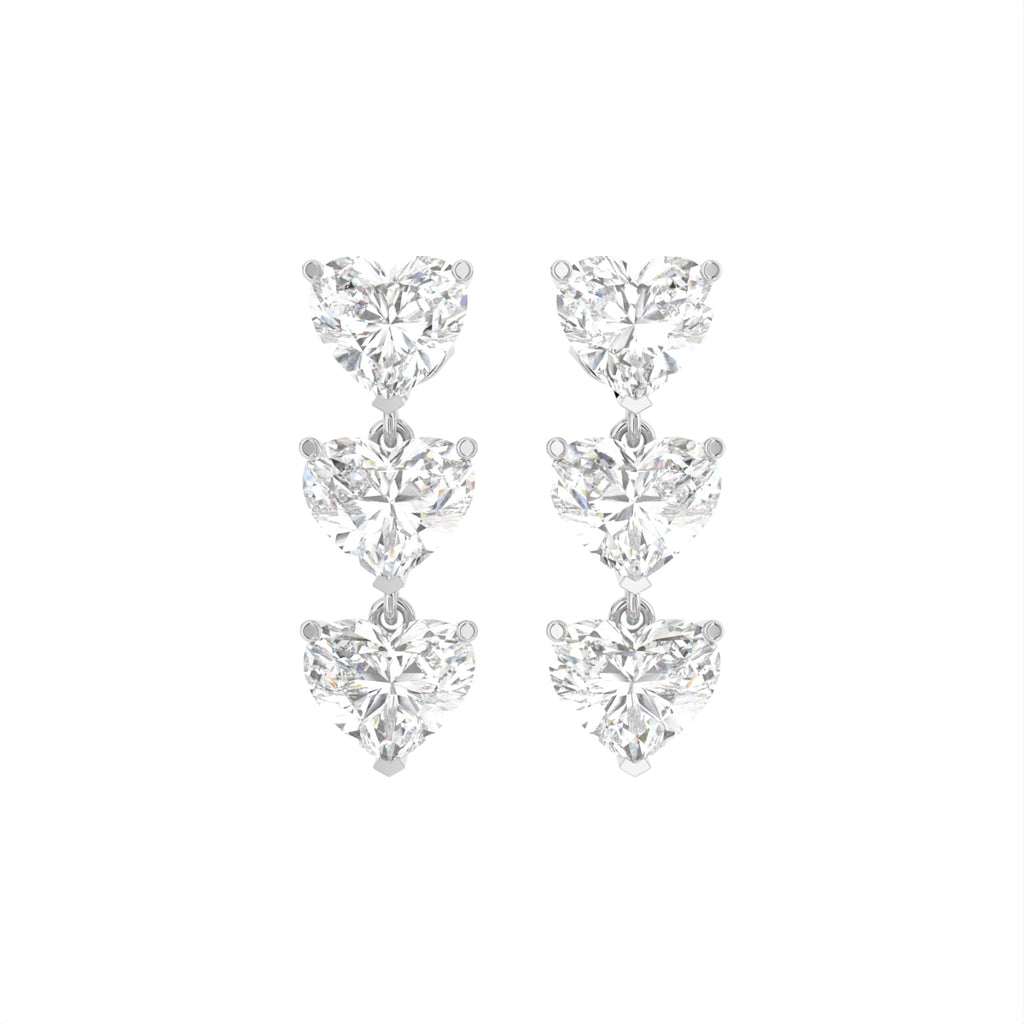 18K Heart Diamond Drop Earrings — TOP