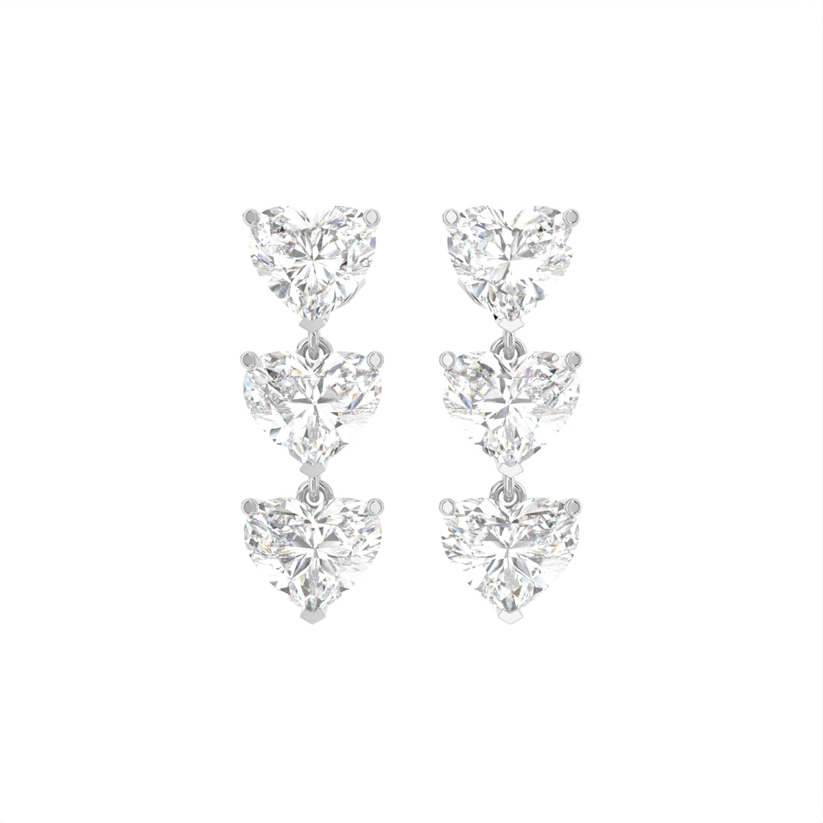 18K Heart Diamond Drop Earrings — TOP