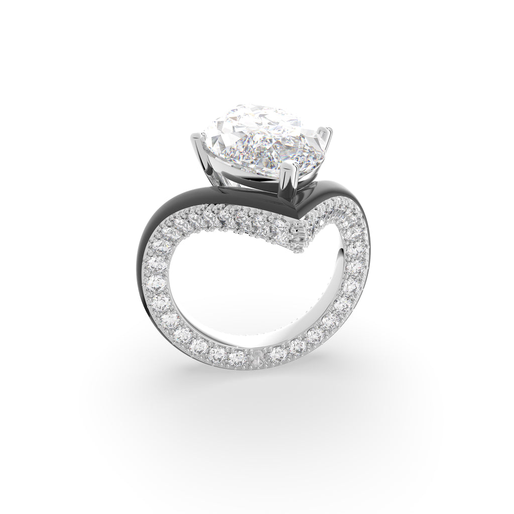 18K Marquise Chevron Diamond Ring — 3D VIEW