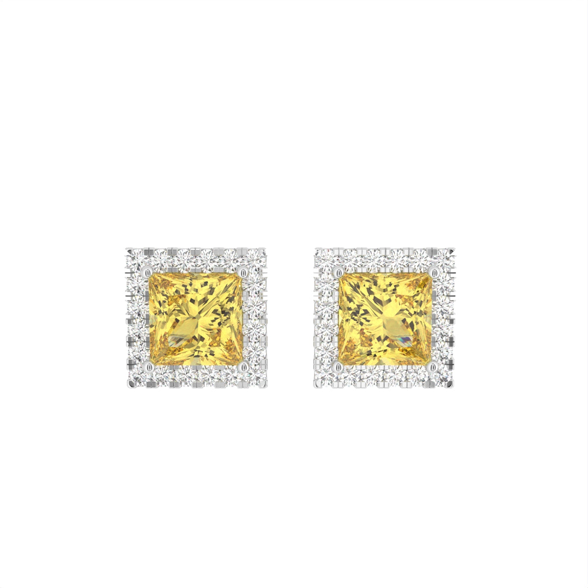 vimg:Z01800|18K Princess Halo Diamond Earrings — TOP