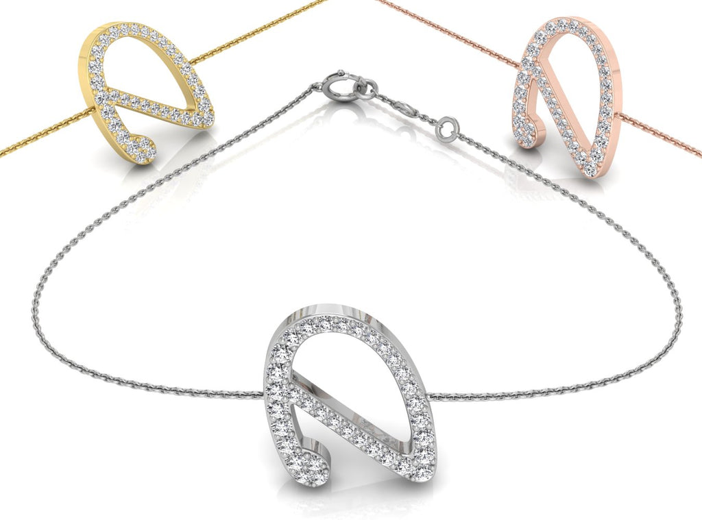 18K Alphabet Diamond Bracelet — 3 COLOR