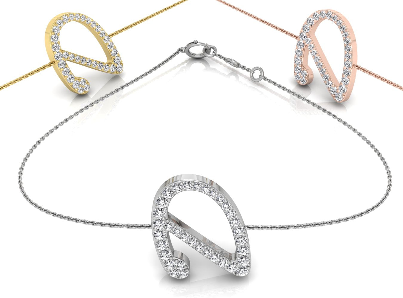 18K Alphabet Diamond Bracelet — 3 COLOR