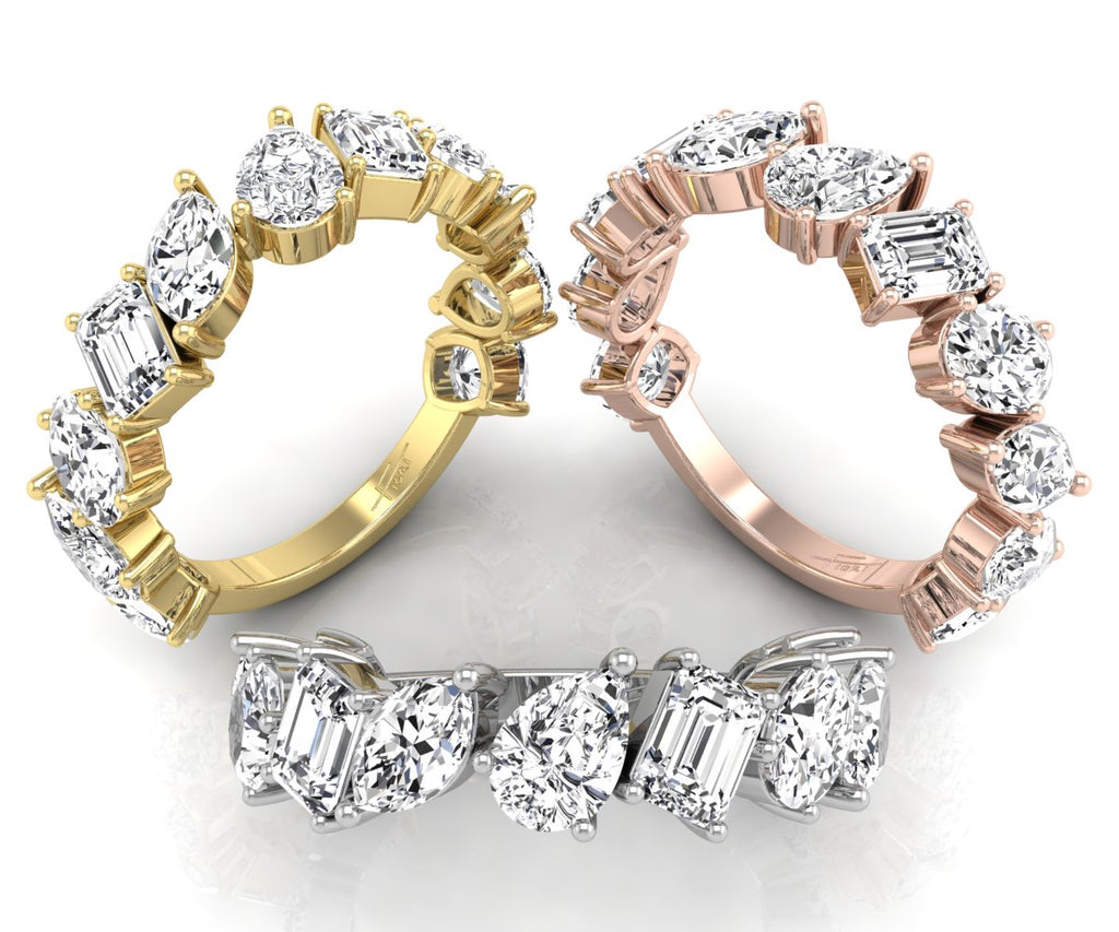 18K Eternity Multi-Shape Diamond Ring — 3 COLOR