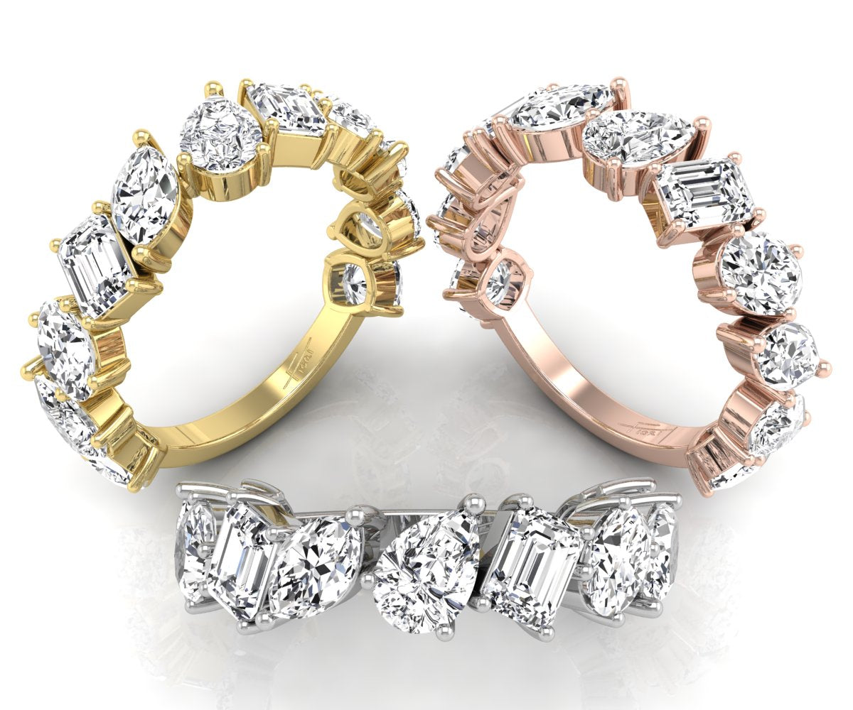 18K Eternity Multi-Shape Diamond Ring — 3 COLOR