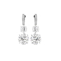 18K White Gold Three Stone Diamond Drop Earrings — TOP