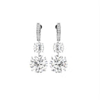 18K White Gold Three Stone Diamond Drop Earrings — TOP