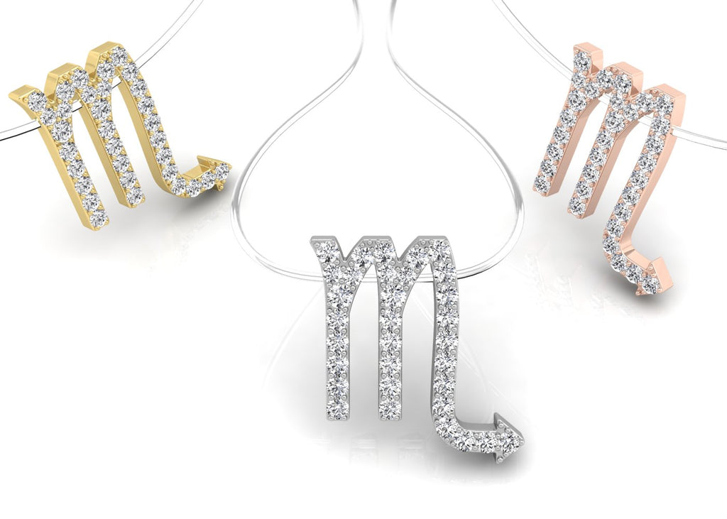 vimg:FJ1227|vimg:FJ1226|vimg:FJ1228|vimg:FJ1242|vimg:FJ1999|18K Zodiac Round Diamond Pendant — 3 COLOR