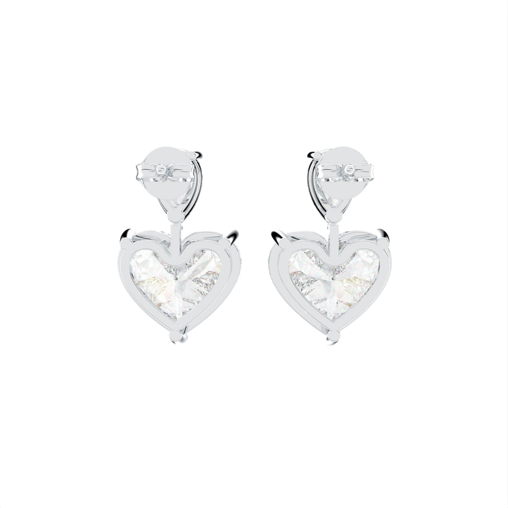18K Pear Heart Diamond Drop Earrings — BACK